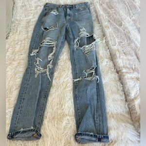 New American Eagle Ripped Highest Waist Mom Jeans